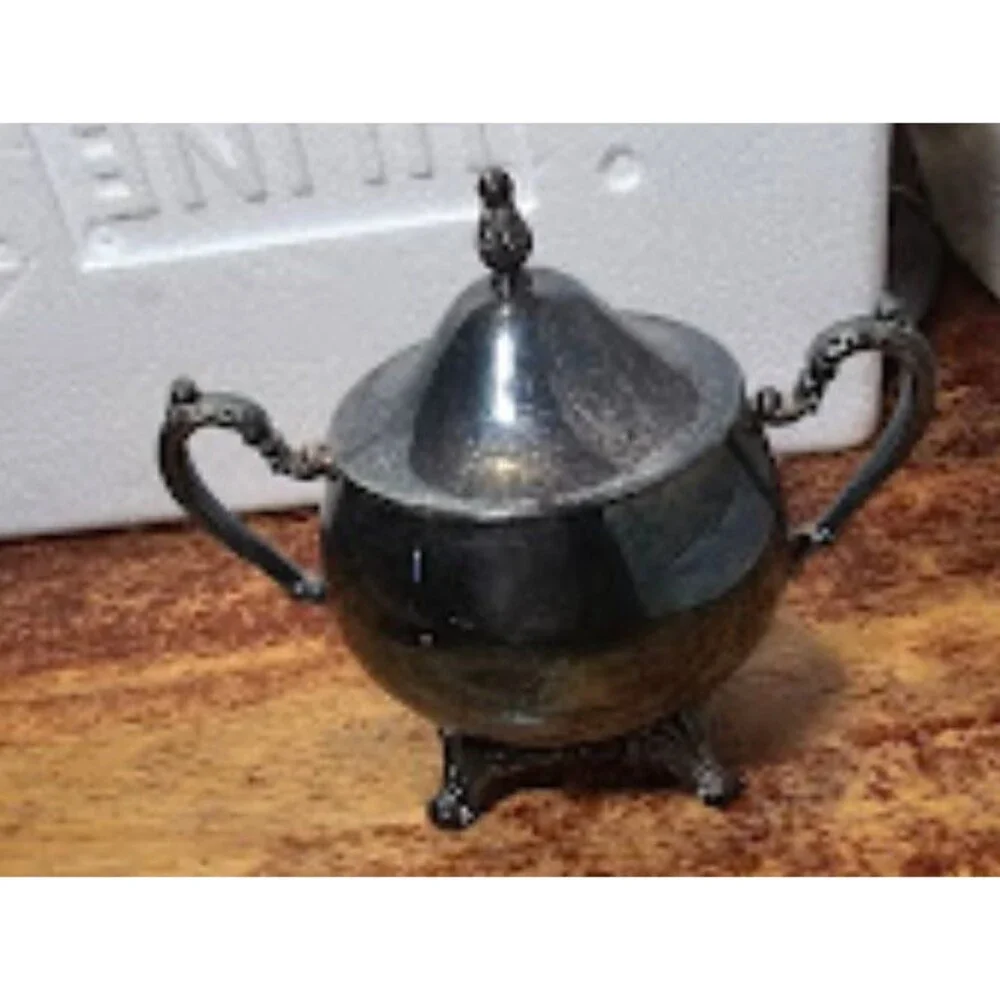 SILVER Vintage Serving Set Tea And Coffee With Creamer and Sugar bowls set